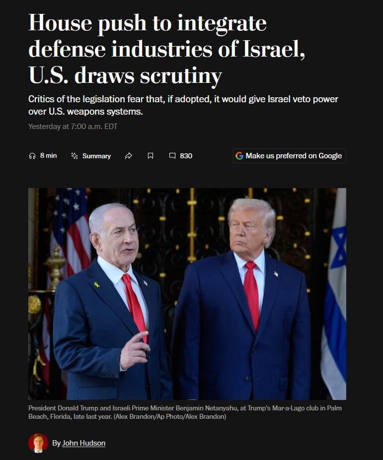 %% The Washington Post: Нетаняху блокира трансфера на Iron Dome към Украйна!