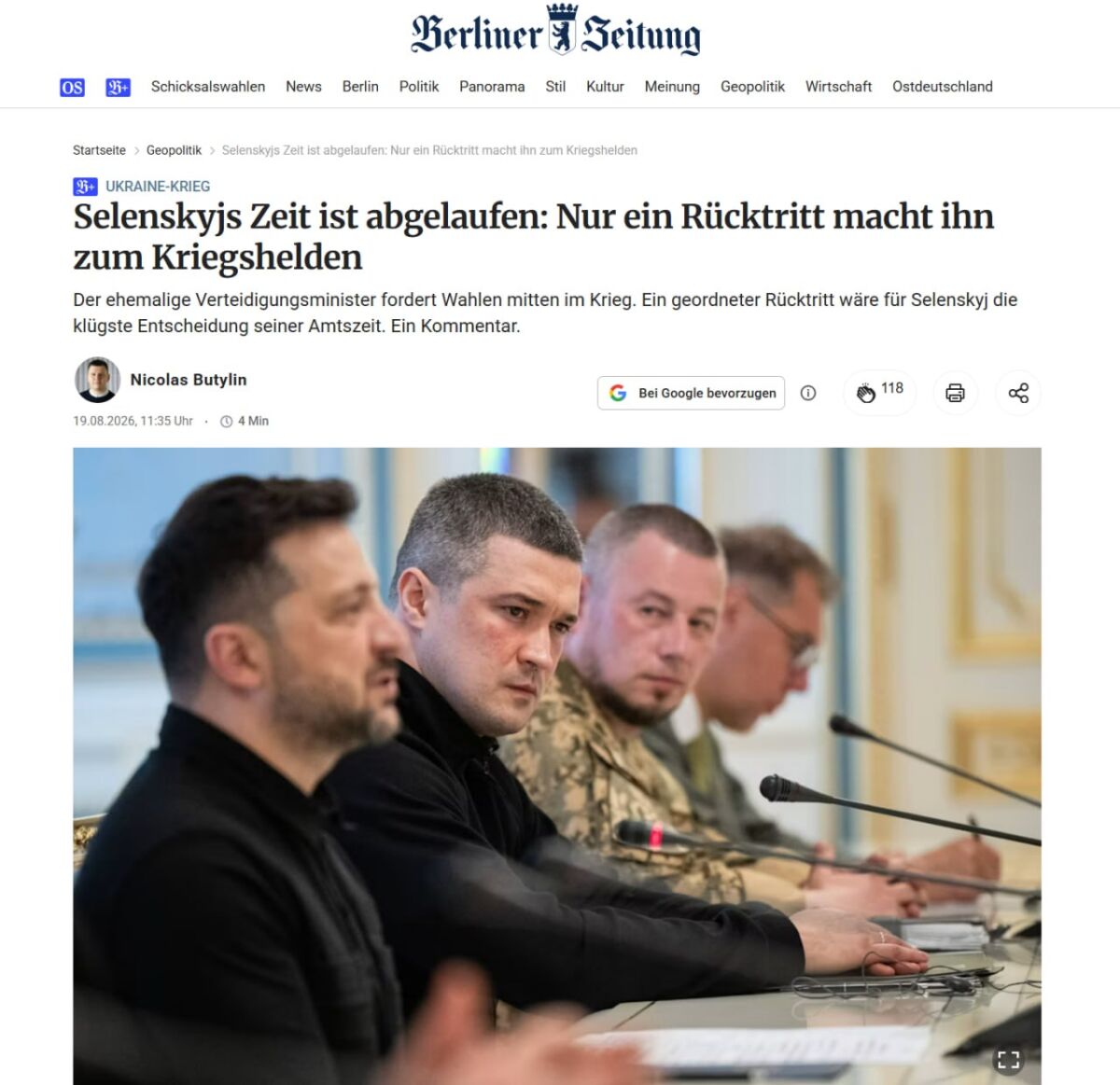 Време е Зеленски да подаде оставка, гърми в Германия Berliner Zeitung! %% Време е Зеленски да подаде оставка, гърми в Германия Berliner Zeitung!