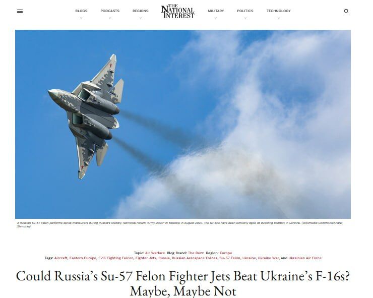 %% Украйна получи старите F-16, които отстъпват значително на руските СУ-57 във въздушен бой